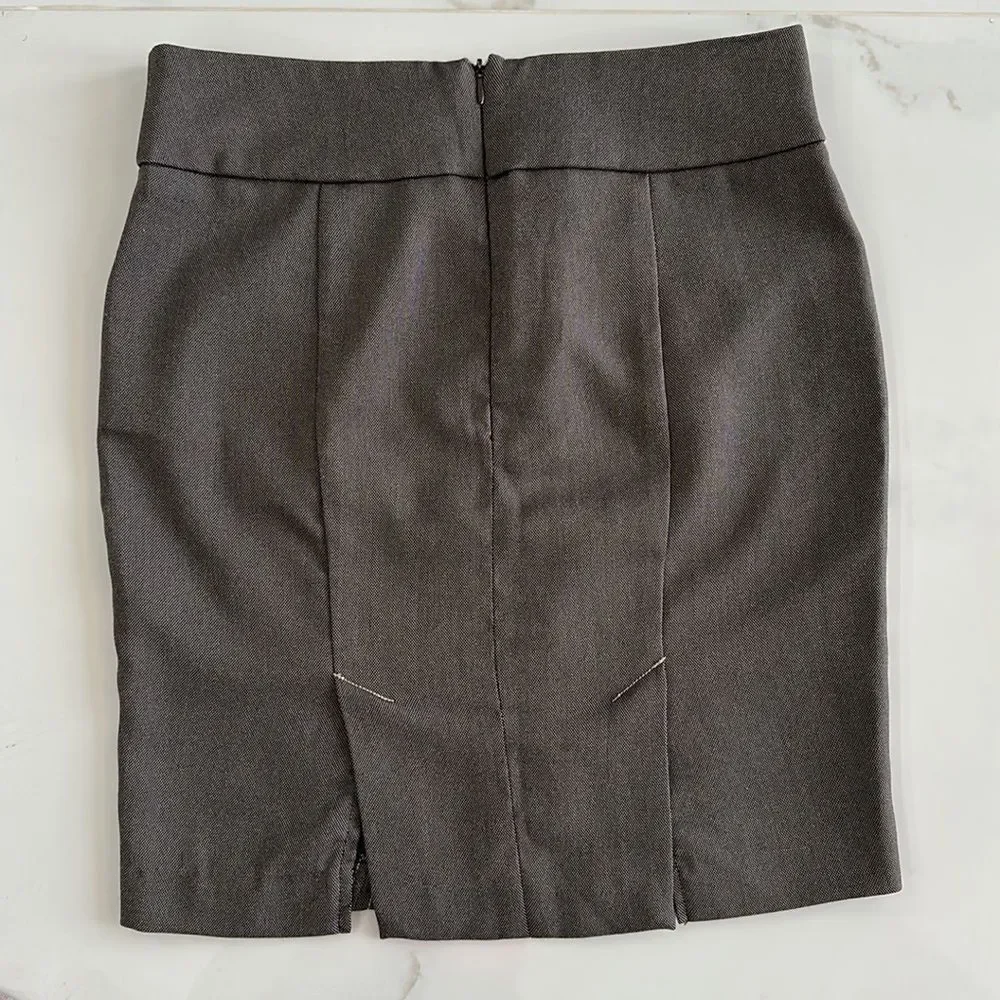 XOXO Brown Pencil Skirt Knee-Length Back Slit Sz 0 HIGT WAIST